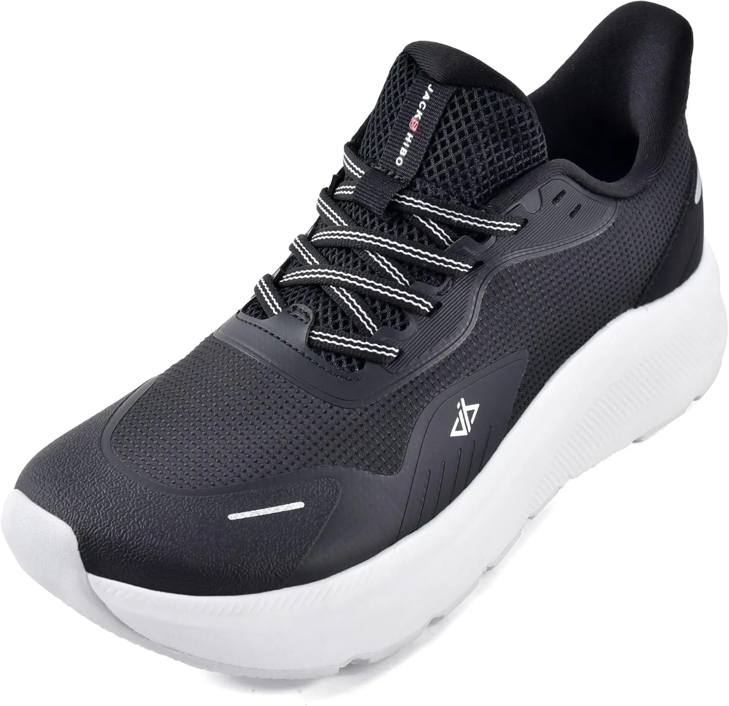 JACKSHIBO Mens Slip in Hands Free Shoes Wide Toe Box Slip On Walking Running Tennis Athletic Sneakers Arch Support Plantar Fasciitis Orthopedic Shoes with Metatarsal Pads Cushion Thick Zero Drop Sole
