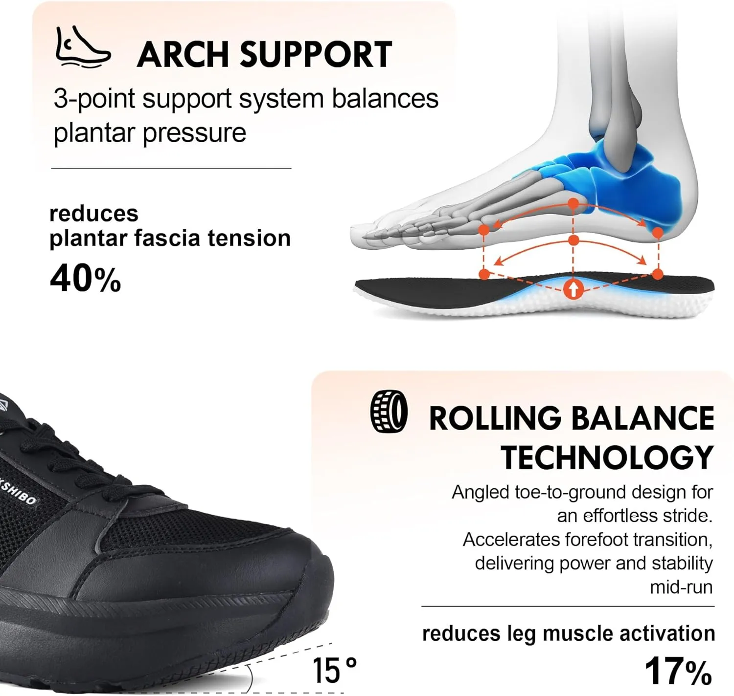 JACKSHIBO Slip in Women Hands Free Shoes Wide Toe Box Slip On Walking Athletic Tennis Sneakers Arch Support Plantar Fasciitis Orthopedic Width Shoes Cushion Thick Zero Drop Sole with Metatarsal Pad