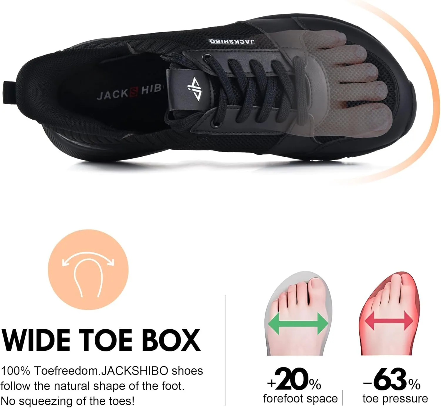 JACKSHIBO Slip in Women Hands Free Shoes Wide Toe Box Slip On Walking Athletic Tennis Sneakers Arch Support Plantar Fasciitis Orthopedic Width Shoes Cushion Thick Zero Drop Sole with Metatarsal Pad