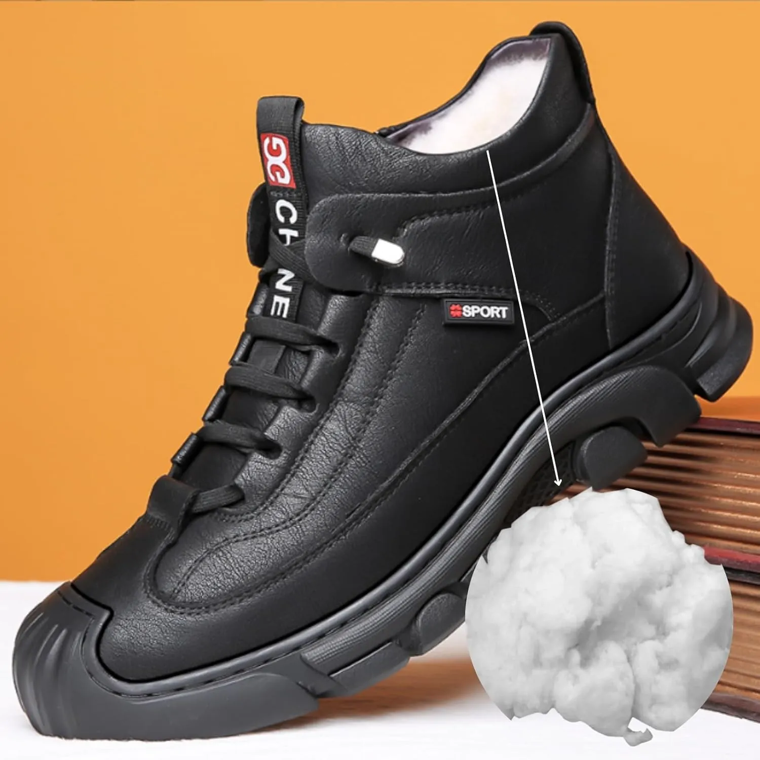 Jeef Men's Winter Ortho Shoes Warm Non-Slip Snow Boots Fur Lined Hiking Boot Casual Waterproof Trekking Shoes