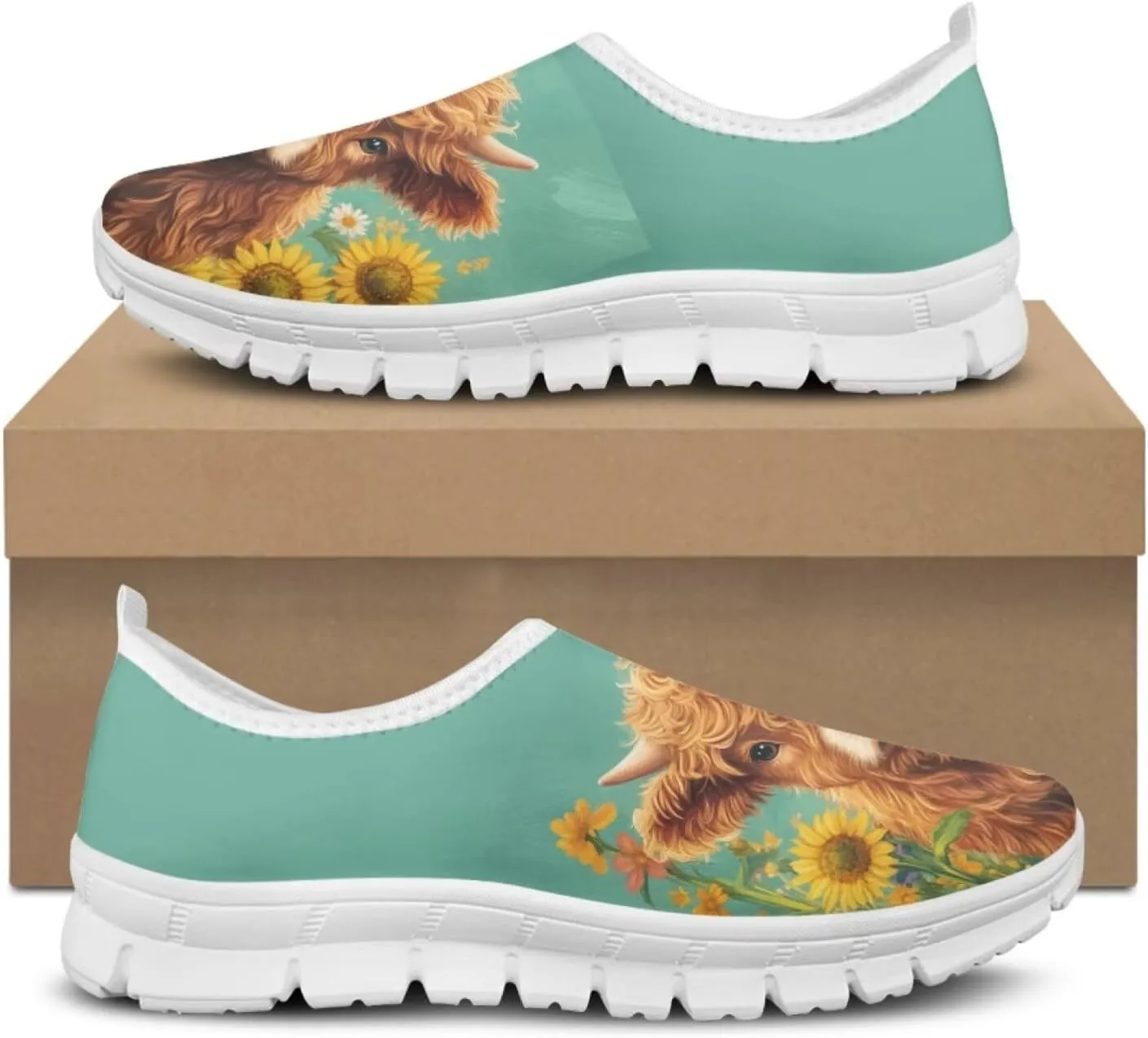 Jeiento Women's Classic Casual Loafers Lovely Highland Cow Slip On Comfort Walking Shoes