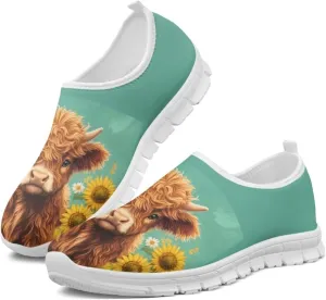Jeiento Women's Classic Casual Loafers Lovely Highland Cow Slip On Comfort Walking Shoes