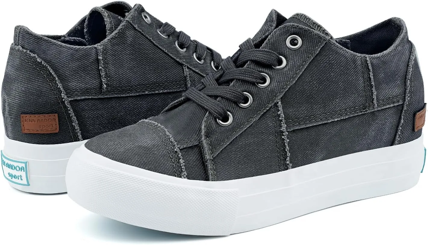 JENN ARDOR Wedge Sneakers for Women Lightweight Platform Shoes High Top Fashion Sneakers Hidden Wedgie Sneaker Ankle Booties for Women