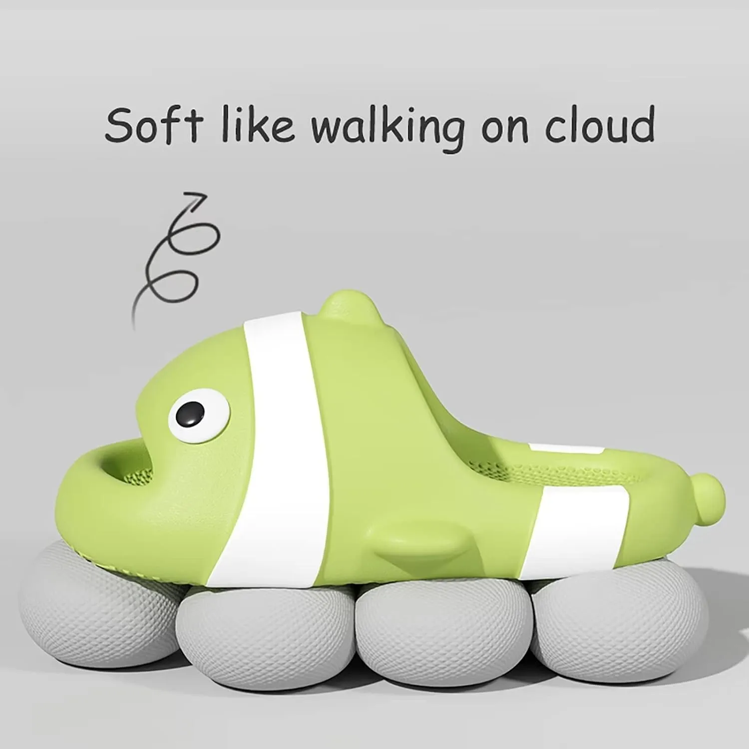 Jerzmy Cute Clown Fish Cloud Slides for Adult Women Men, Soft Novelty Funny Animals House Slippers Non-Slip Beach Shoes for Indoor Outdoor Shower Pool