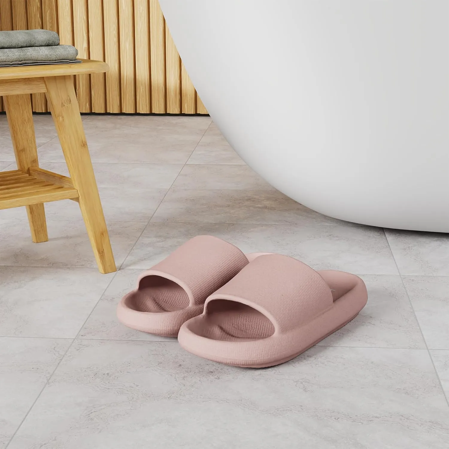 Joomra Pillow Slippers for Women and Men Non Slip Quick Drying Shower Slides Bathroom Sandals | Ultra Cushion | Thick Sole