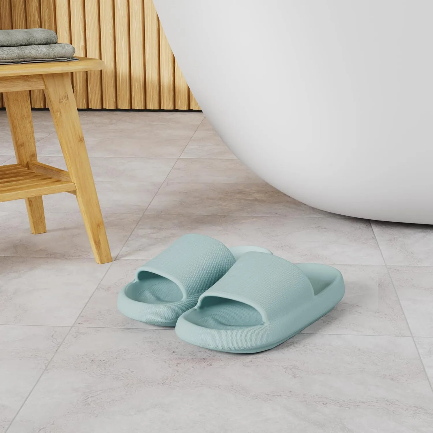 Joomra Pillow Slippers for Women and Men Non Slip Quick Drying Shower Slides Bathroom Sandals | Ultra Cushion | Thick Sole