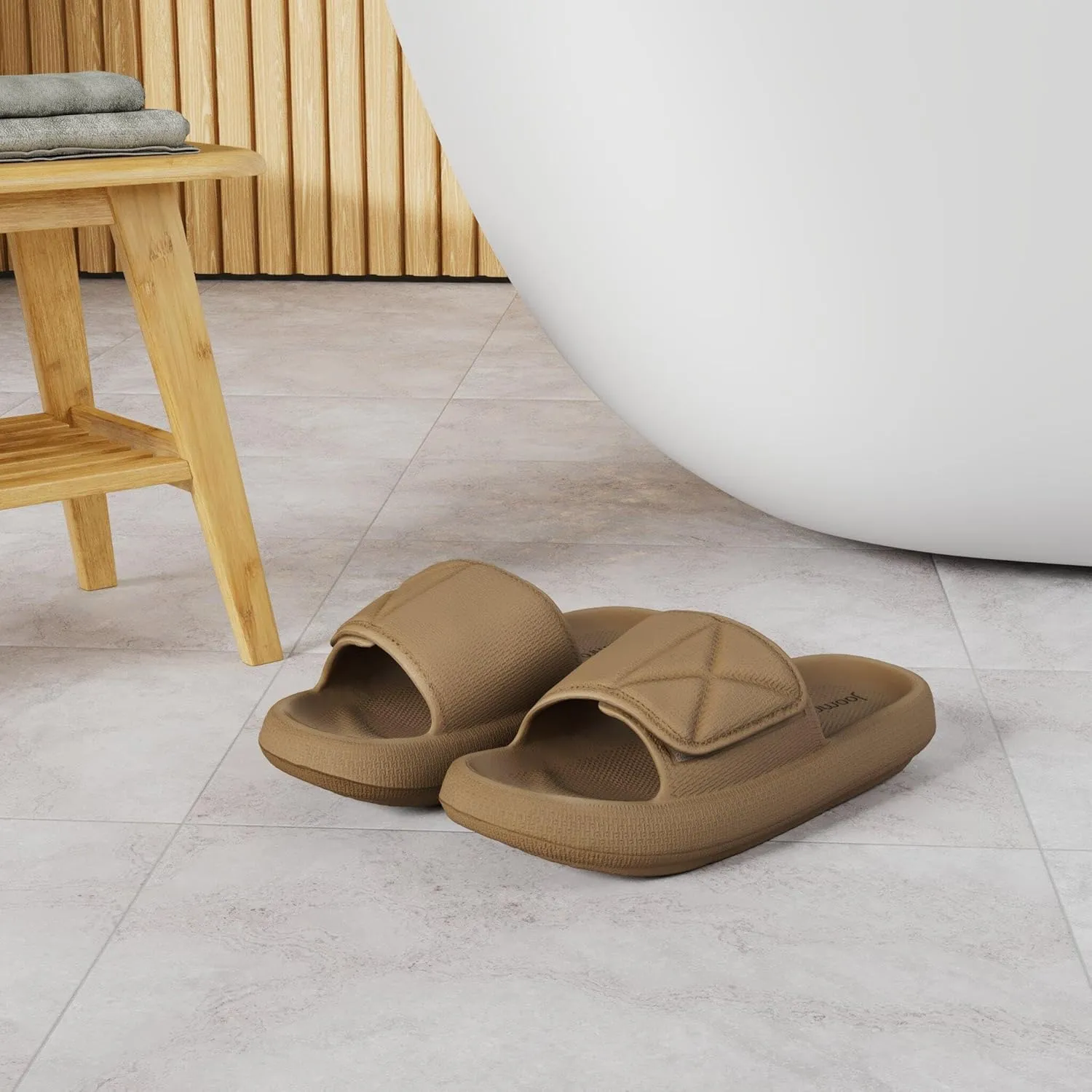 Joomra Slides for Women and Men Recovery Pillow Slippers Diabetic Sandals | Adjustable Strap | Dual Cushioned Thick Sole