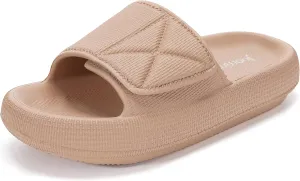 Joomra Slides for Women and Men Recovery Pillow Slippers Diabetic Sandals | Adjustable Strap | Dual Cushioned Thick Sole