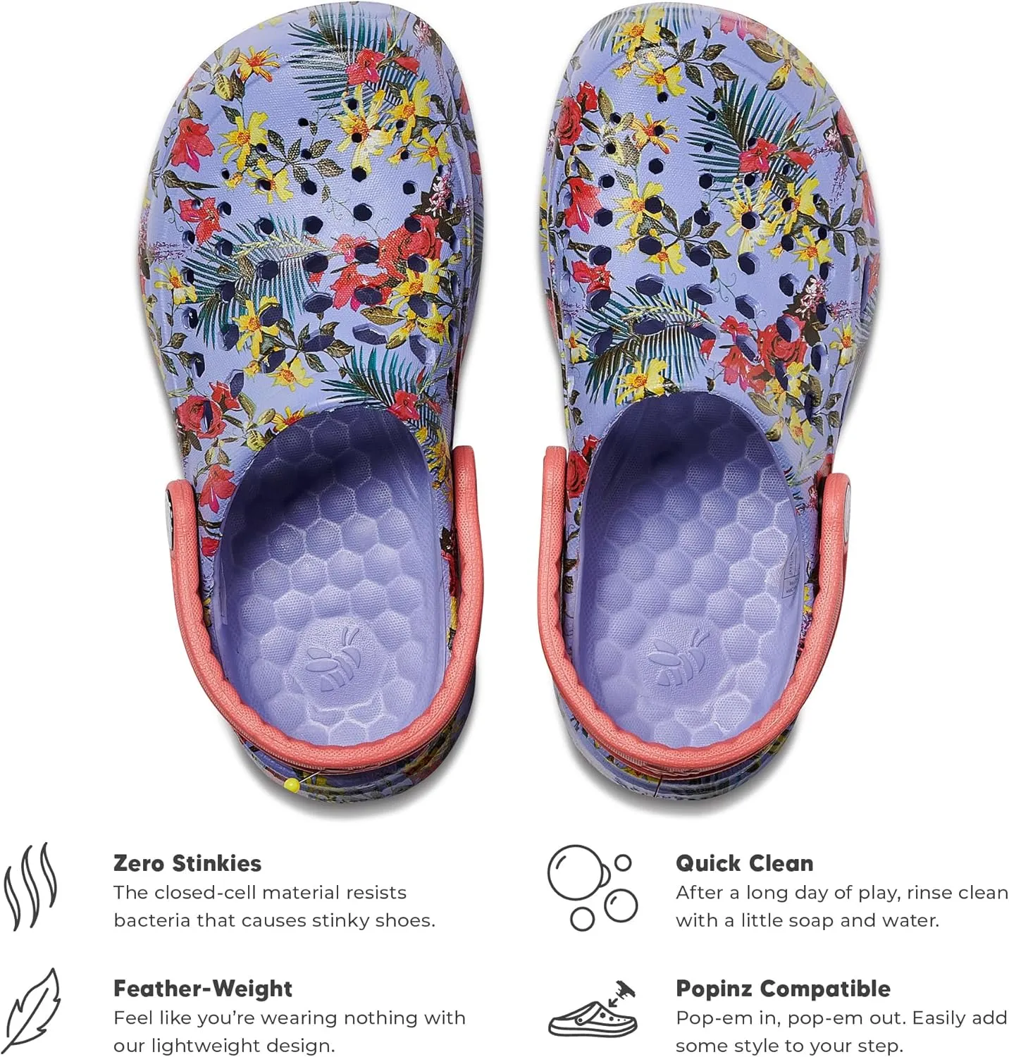 Joybees Kids Active Clog - Clogs for Kids, Rubber Shoe for Girls and Boys, Slip On Foam Sandals, Water Shoes with Strap for Toddlers and Children Size C4-J5