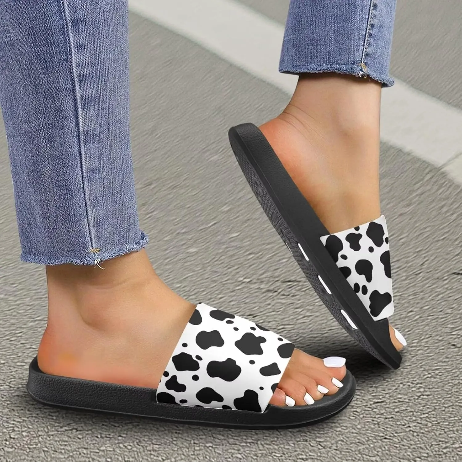JoyLamoria Animal Print Sandals House Slides Women Cozy Pillow Slippers Soft Non-Slip Beach Pool Bathroom Lightweight Summer Fashionable