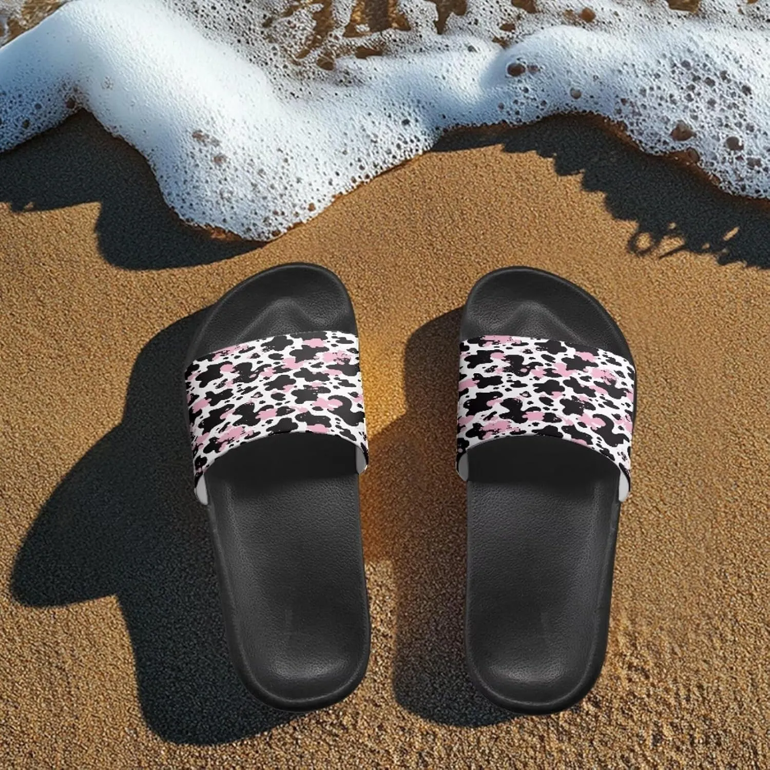 JoyLamoria Animal Print Sandals House Slides Women Cozy Pillow Slippers Soft Non-Slip Beach Pool Bathroom Lightweight Summer Fashionable