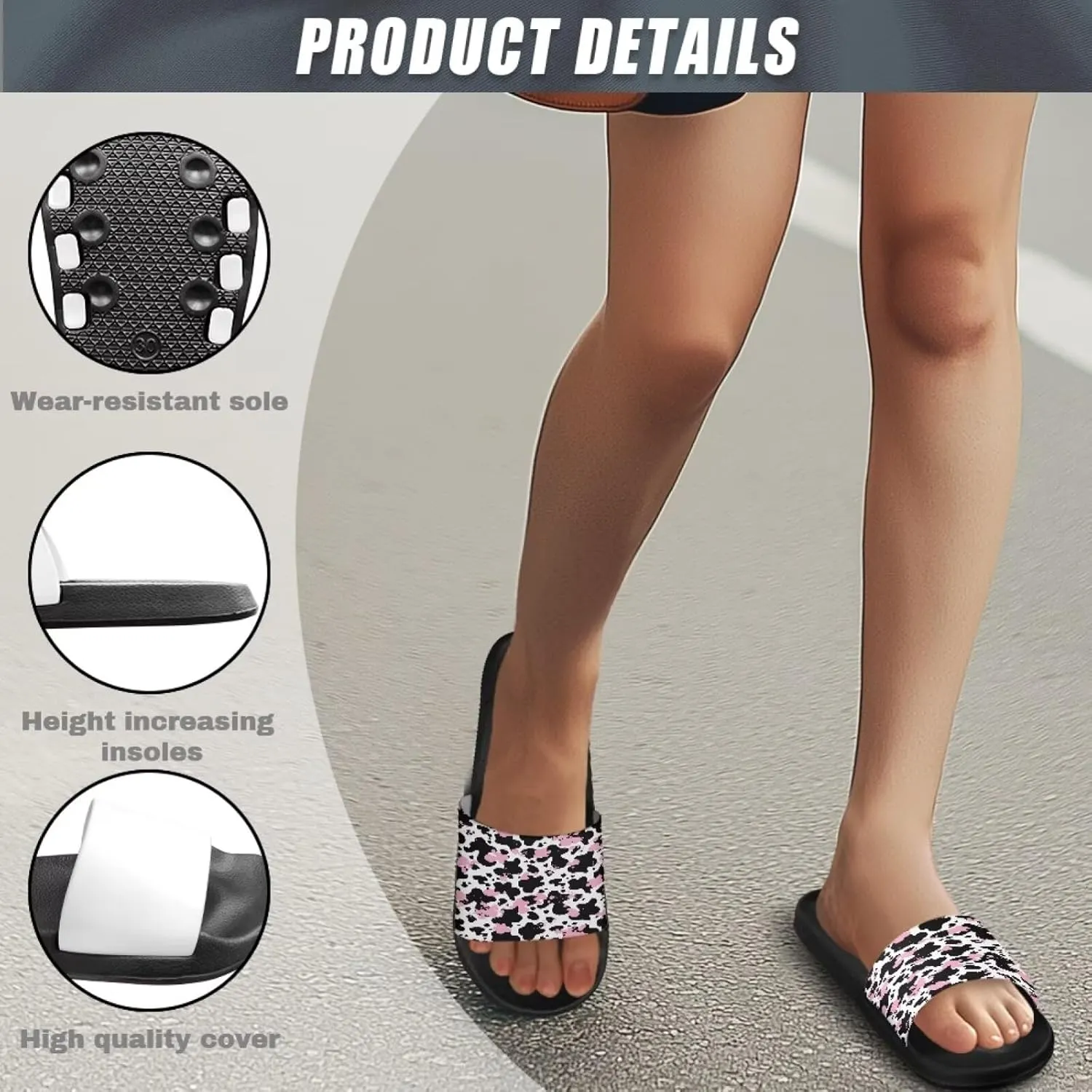 JoyLamoria Animal Print Sandals House Slides Women Cozy Pillow Slippers Soft Non-Slip Beach Pool Bathroom Lightweight Summer Fashionable