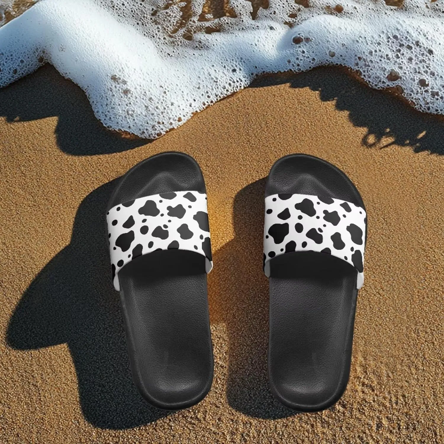 JoyLamoria Animal Print Sandals House Slides Women Cozy Pillow Slippers Soft Non-Slip Beach Pool Bathroom Lightweight Summer Fashionable