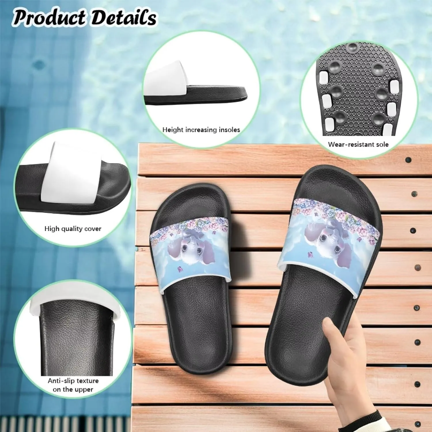 JoyLamoria Animals Print Sandals House Slides Kids Unisex Cloud Slippers Cushioned Non-Slip Shower Beach Pool Open Toe Comfy