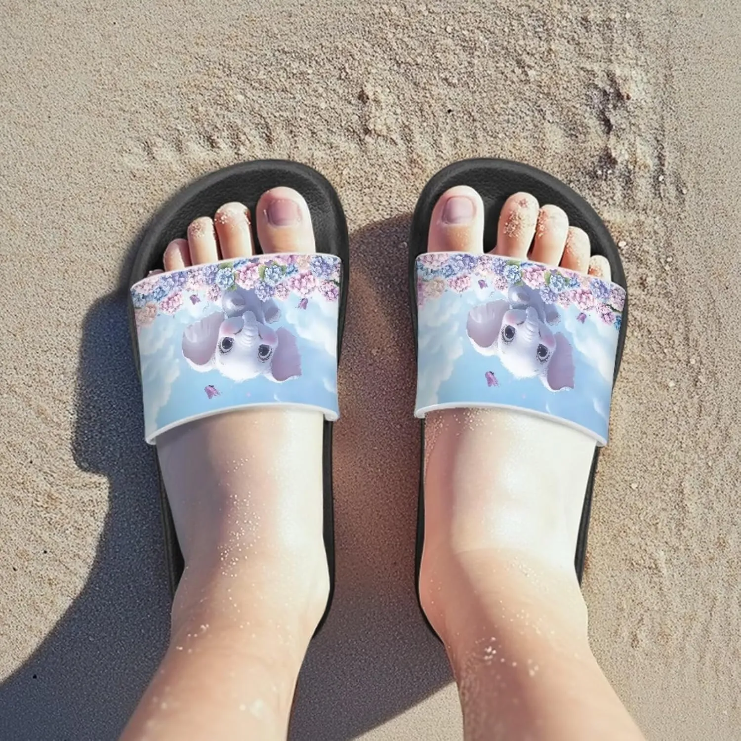 JoyLamoria Animals Print Sandals House Slides Kids Unisex Cloud Slippers Cushioned Non-Slip Shower Beach Pool Open Toe Comfy