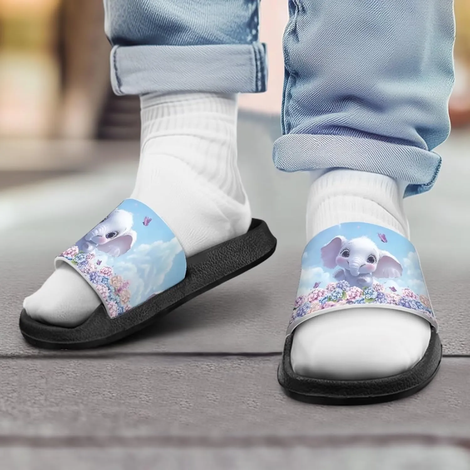 JoyLamoria Animals Print Sandals House Slides Kids Unisex Cloud Slippers Cushioned Non-Slip Shower Beach Pool Open Toe Comfy