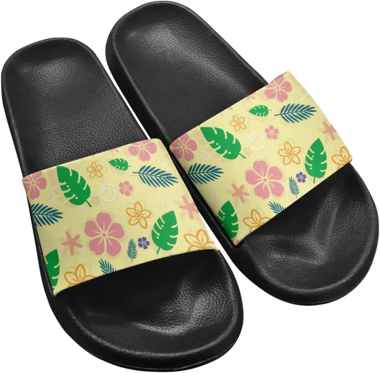 JoyLamoria Women Plants Print Slides House Sandals Thick Sole Pillow Slippers Non-Slip Shower Beach Pool Indoor Outdoor Summer