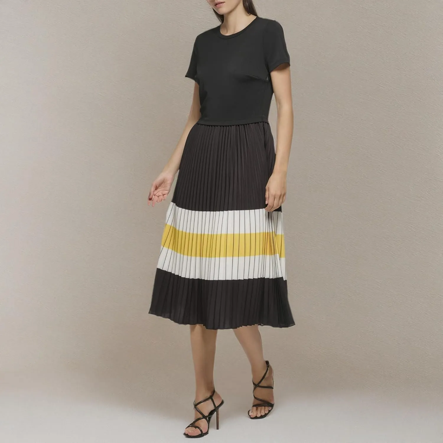 Karl Lagerfeld Paris Women's Pleated Printed Midi Dress