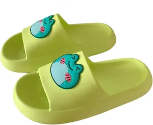 Kawaii Frog House Slippers for Women Teen Girls Cute Summer Slides Sandals Shower Slippers for Indoor Home Bedroom Outdoor Beach Pool Spa Soft EVA Comfortable Non-Slip (8-8.5, Green)