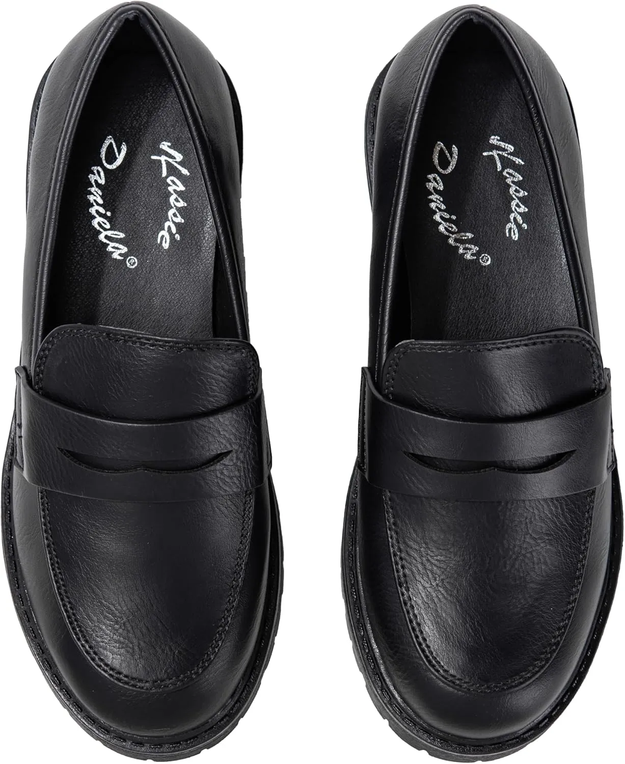 Kids Loafers Slip On Round Toe Uniform Dress Church School Casual Girls Shoes Krystal-2