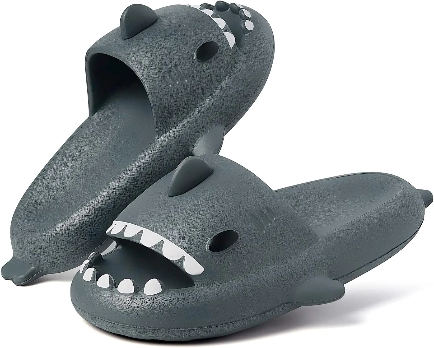 Kids Shark Slides Boys Girls Toddlers Cloud Shower Slippers Cute Cartoon Open Toe Sandals Cushioned Thick Sole Beach Pool Shoes
