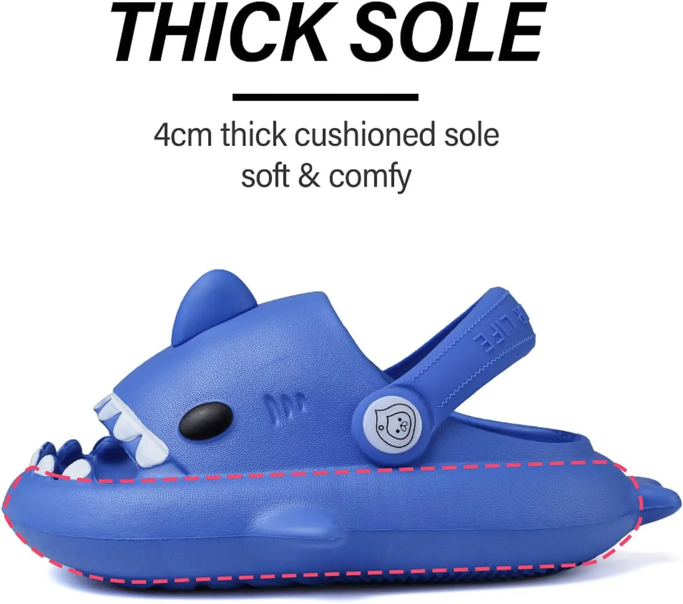 Kids Shark Slides, Shark Slippers for Kids Boys Girls, Cloud Pillow Slides with Thick Sole, Soft, Non-slip