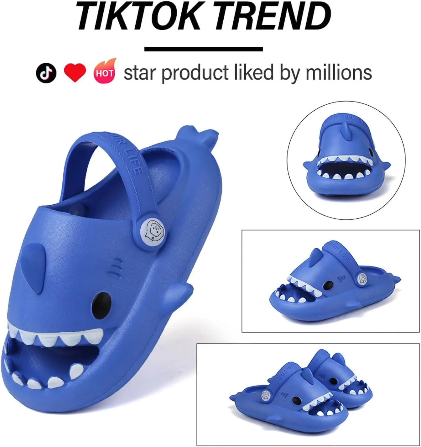 Kids Shark Slides, Shark Slippers for Kids Boys Girls, Cloud Pillow Slides with Thick Sole, Soft, Non-slip