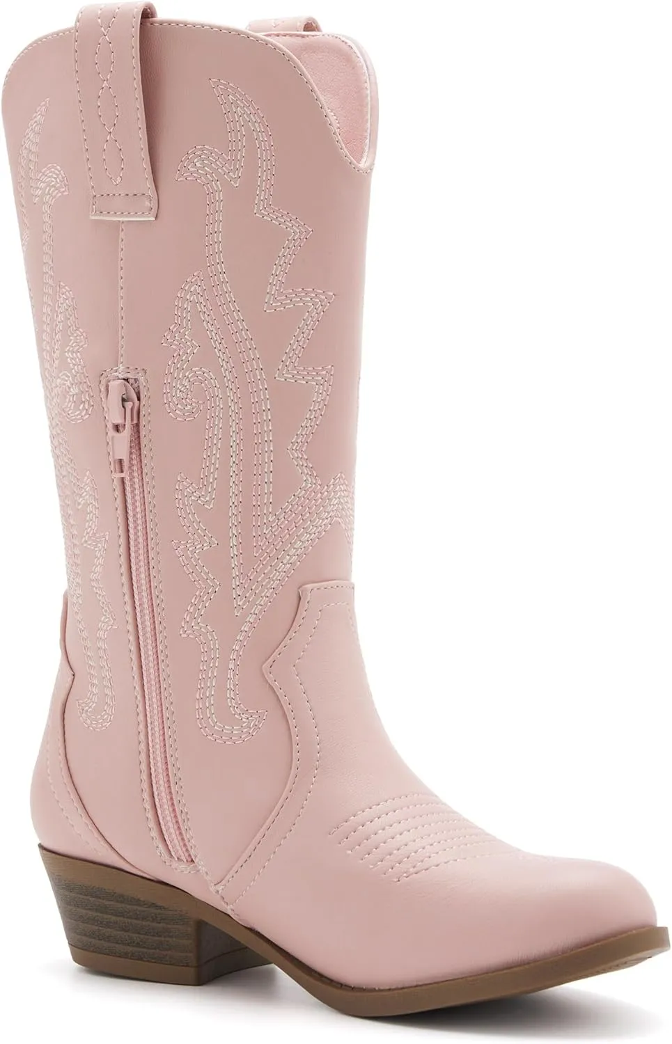 Kids Western Boots Embroidered Cowgirl Cowboy Boots Boys Girls Mid Calf Round Toe Riding Shoes Little Kid/Big Kid