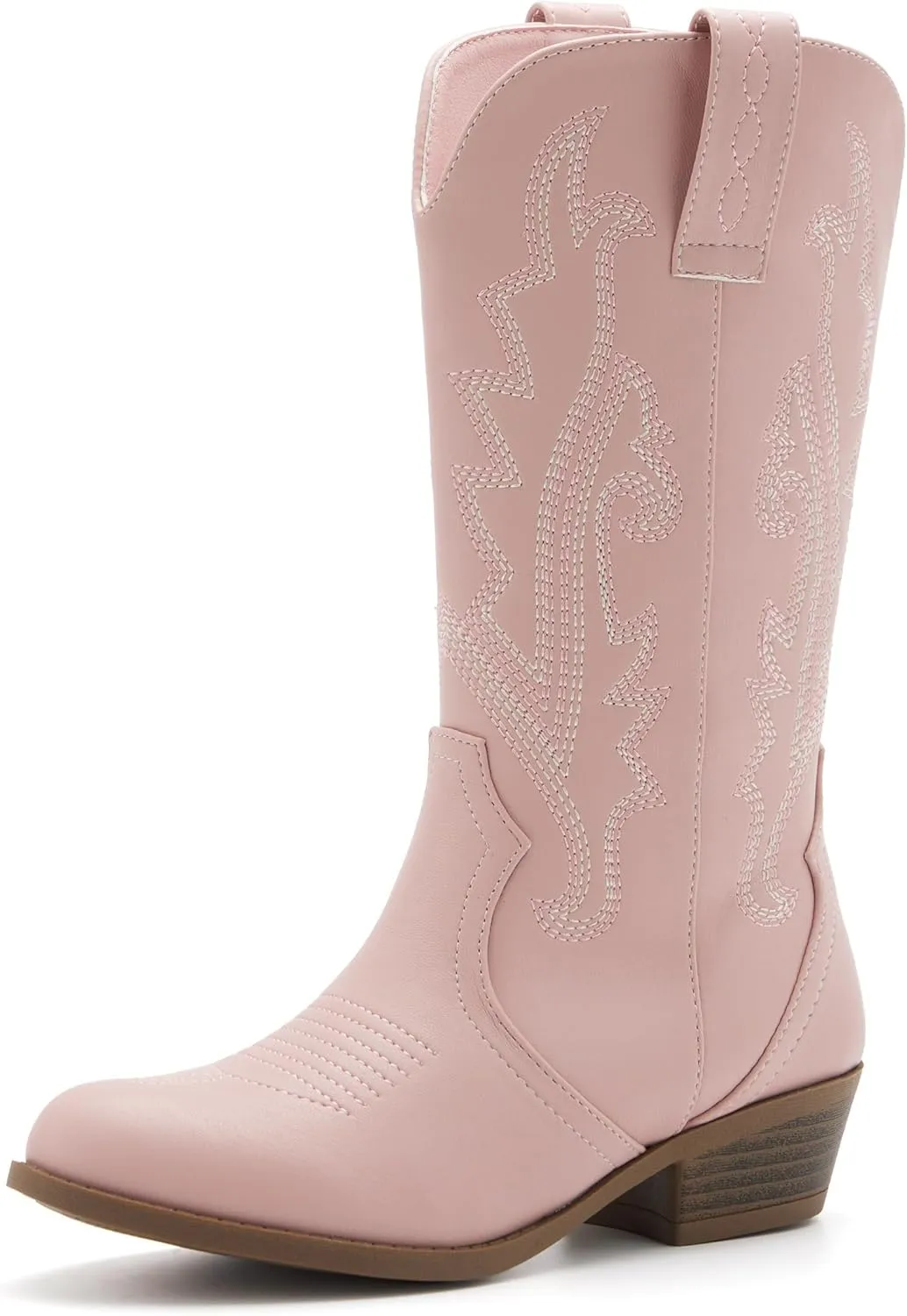 Kids Western Boots Embroidered Cowgirl Cowboy Boots Boys Girls Mid Calf Round Toe Riding Shoes Little Kid/Big Kid