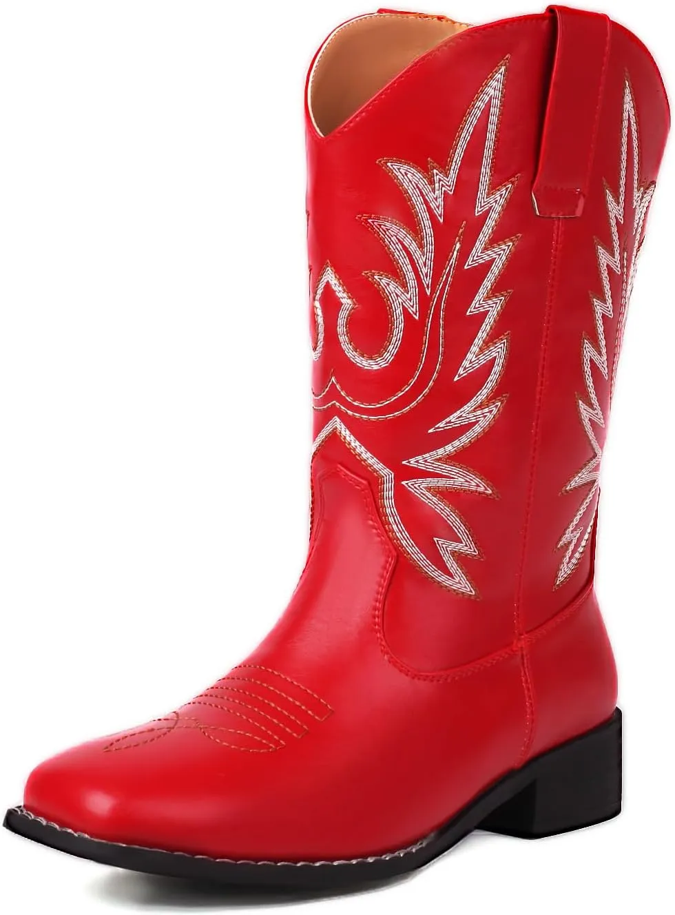 Kluolandi Mid Calf Cowgirl Boots for Women Low Heel Comfortable Square Toe Embroidered Western Cowboy Boots
