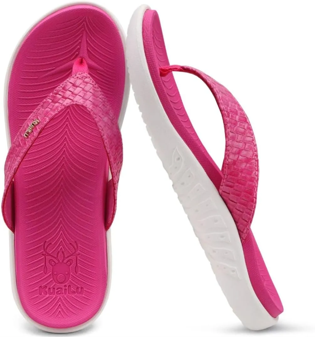 KuaiLu Womens Flip Flops Ladies Yoga Mat Comfortable Walking Thong Sandals With Plantar Fasciitis Arch Support Slip On Indoor Outdoor For Summer