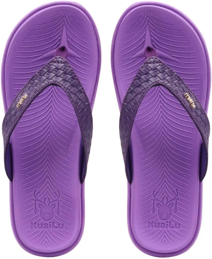 KuaiLu Womens Flip Flops Ladies Yoga Mat Comfortable Walking Thong Sandals With Plantar Fasciitis Arch Support Slip On Indoor Outdoor For Summer