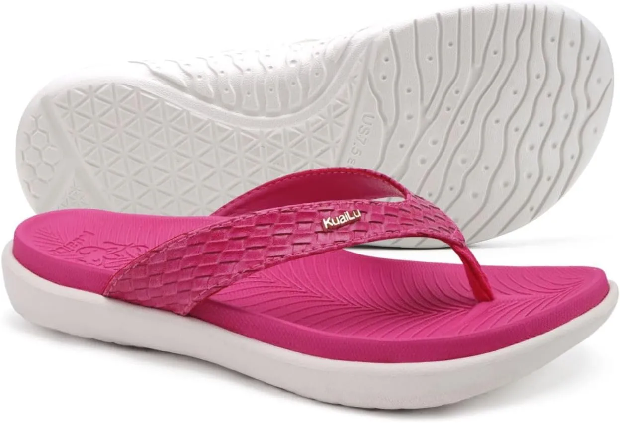 KuaiLu Womens Flip Flops Ladies Yoga Mat Comfortable Walking Thong Sandals With Plantar Fasciitis Arch Support Slip On Indoor Outdoor For Summer