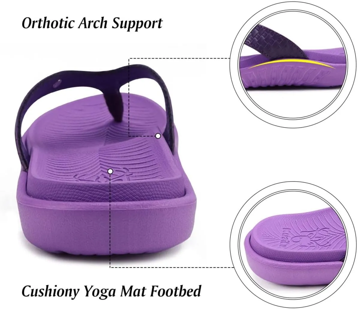 KuaiLu Womens Flip Flops Ladies Yoga Mat Comfortable Walking Thong Sandals With Plantar Fasciitis Arch Support Slip On Indoor Outdoor For Summer