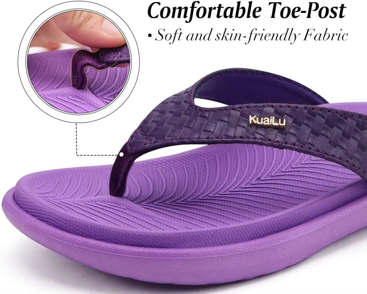 KuaiLu Womens Flip Flops Ladies Yoga Mat Comfortable Walking Thong Sandals With Plantar Fasciitis Arch Support Slip On Indoor Outdoor For Summer