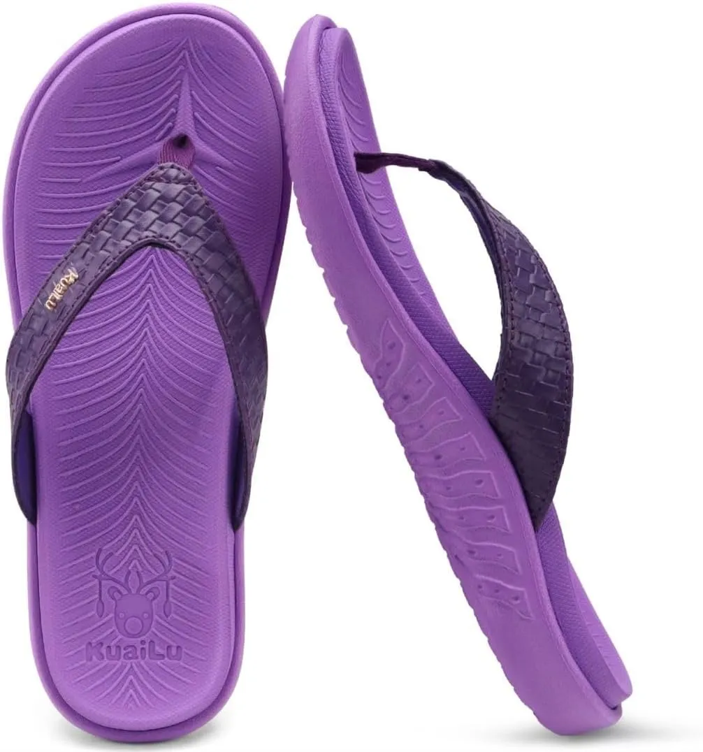 KuaiLu Womens Flip Flops Ladies Yoga Mat Comfortable Walking Thong Sandals With Plantar Fasciitis Arch Support Slip On Indoor Outdoor For Summer