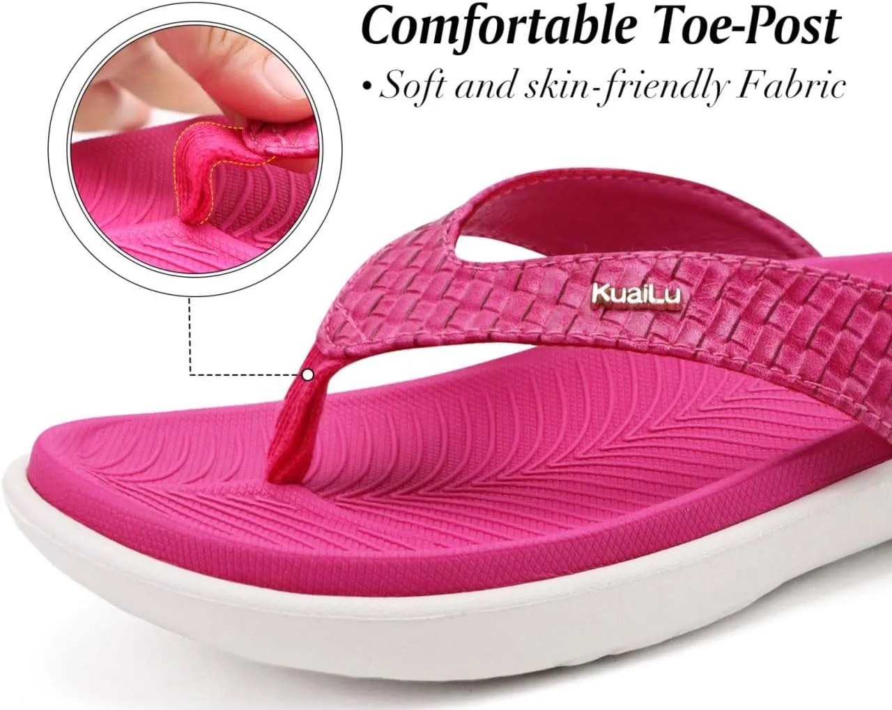 KuaiLu Womens Flip Flops Ladies Yoga Mat Comfortable Walking Thong Sandals With Plantar Fasciitis Arch Support Slip On Indoor Outdoor For Summer