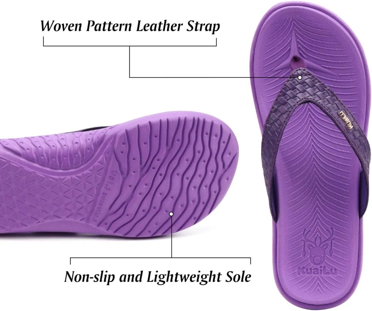 KuaiLu Womens Flip Flops Ladies Yoga Mat Comfortable Walking Thong Sandals With Plantar Fasciitis Arch Support Slip On Indoor Outdoor For Summer