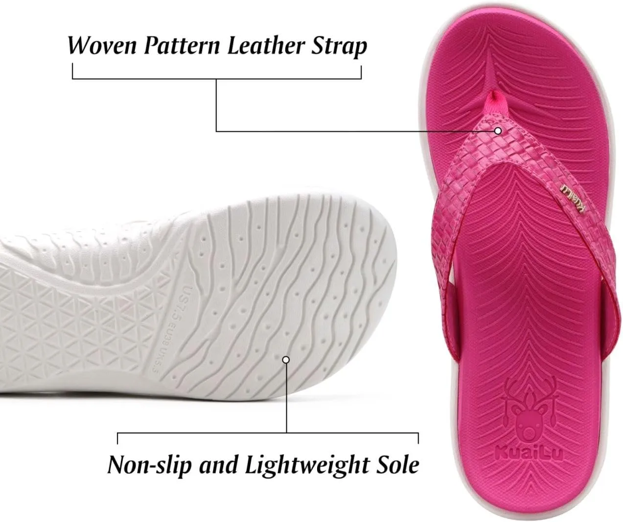 KuaiLu Womens Flip Flops Ladies Yoga Mat Comfortable Walking Thong Sandals With Plantar Fasciitis Arch Support Slip On Indoor Outdoor For Summer