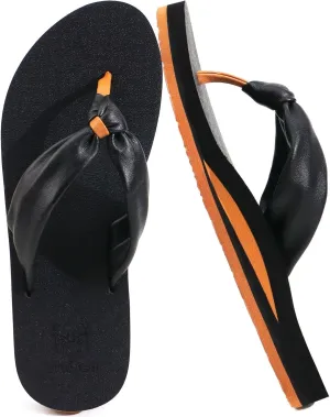 KuaiLu Womens Flip Flops With Arch Support Comfortable Yoga Mat Cushion Thong Leather Sandals for Ladies Fashion Slip On Summer Beach Walking Slides Indoor Outdoor Travel Orthotic Slippers
