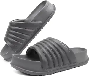 KuaiLu Womens Sandals with Arch Support Orthopedic Comfortable Lightweight Cushion Recovery Slides Summer Fashion Leather Casual Womans Plantar Fasciitis Sandals for Indoor&Outdoor (US Size 6-12)