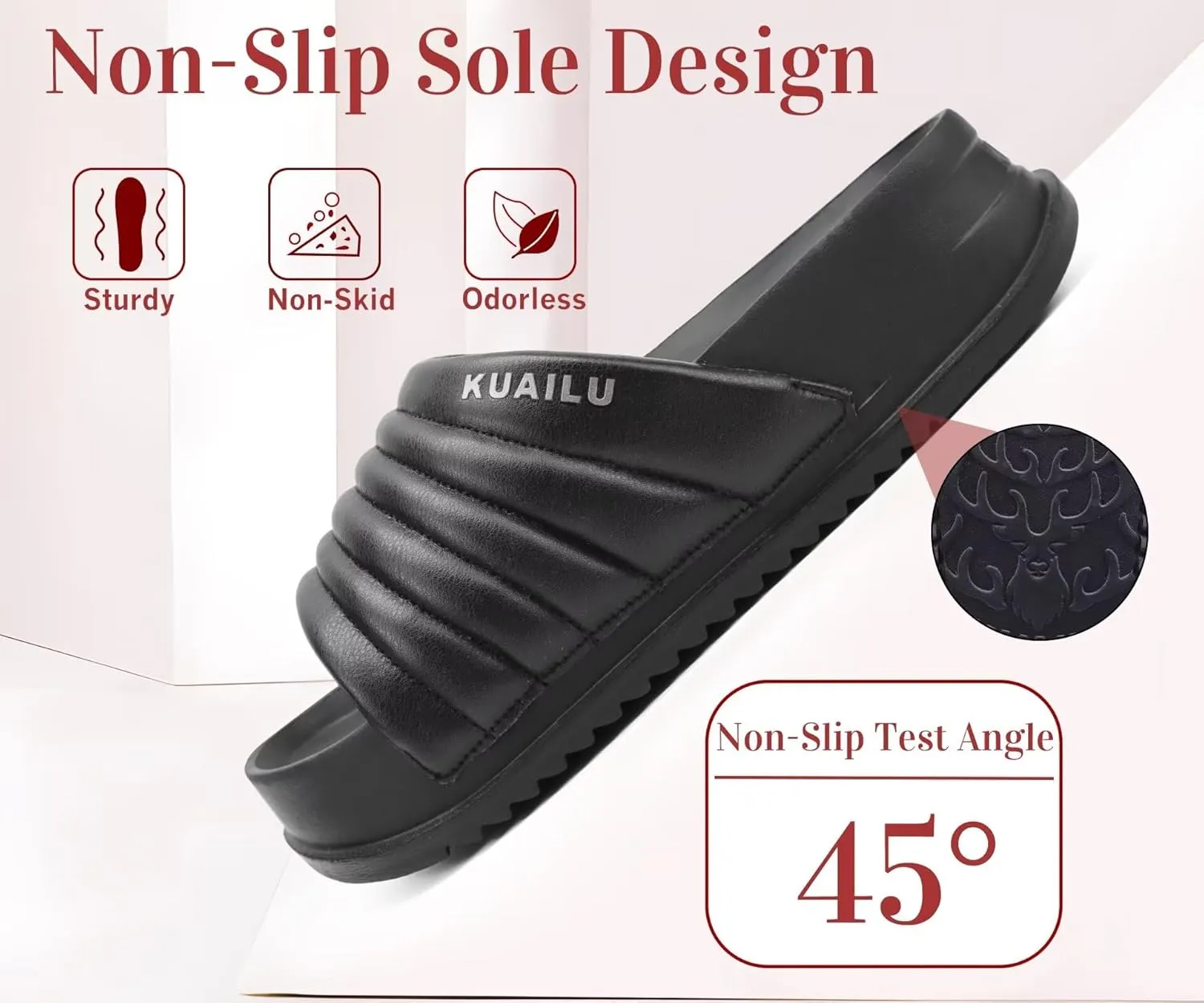 KuaiLu Womens Sandals with Arch Support Orthopedic Comfortable Lightweight Cushion Recovery Slides Summer Fashion Leather Casual Womans Plantar Fasciitis Sandals for Indoor&Outdoor (US Size 6-12)