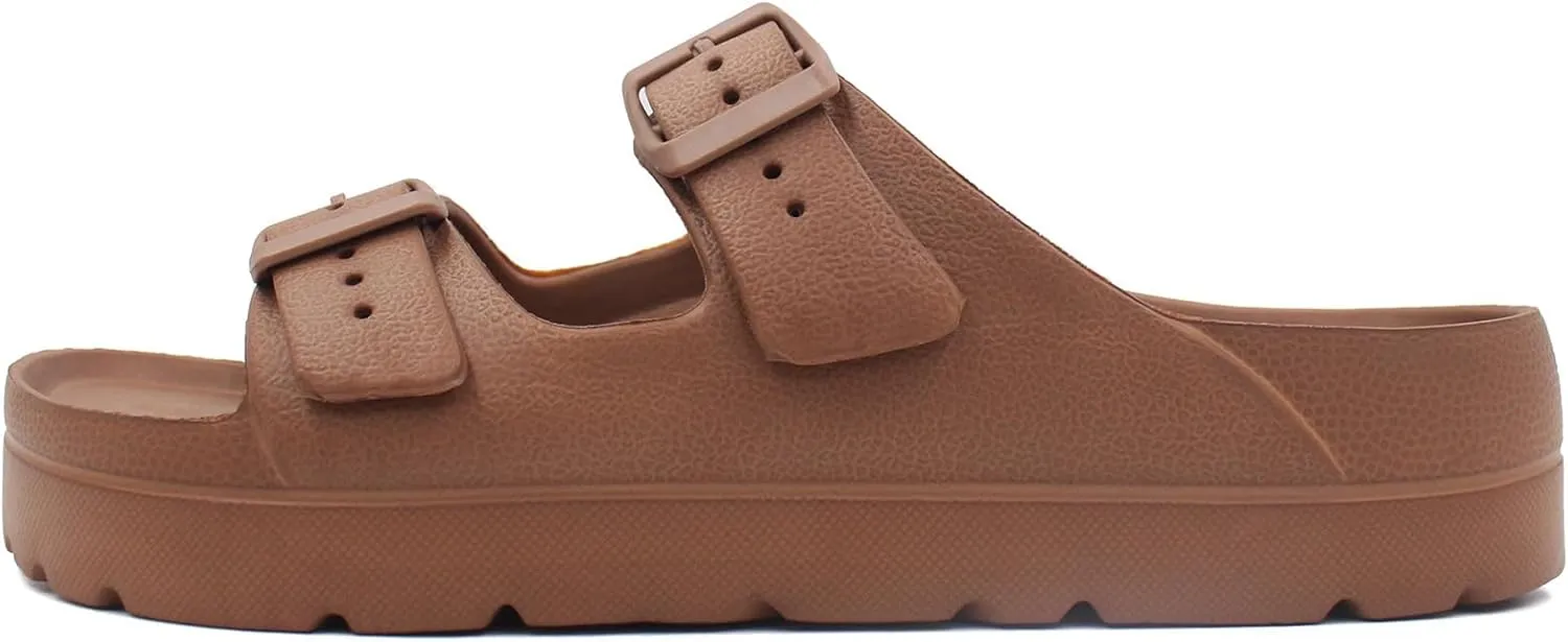 L LOUBIT Women's Platform Sandals with Arch Support Pillow Soft Adjustable Buckle Slides Lightweight Non-Slip Summer Beach Shoes