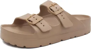 L LOUBIT Women's Platform Sandals with Arch Support Pillow Soft Adjustable Buckle Slides Lightweight Non-Slip Summer Beach Shoes