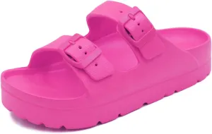 L LOUBIT Women's Platform Sandals with Arch Support Pillow Soft Adjustable Buckle Slides Lightweight Non-Slip Summer Beach Shoes