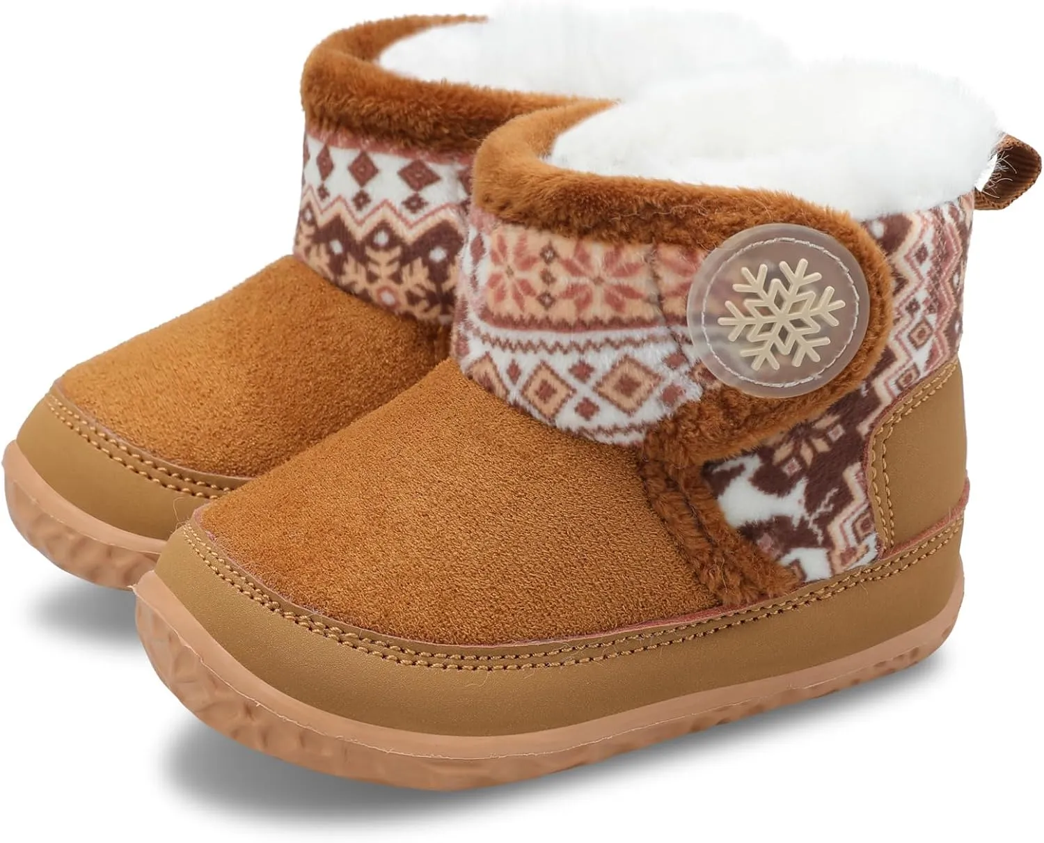 L-RUN Baby Boots for Infant Toddler Boys Girls Ankle Warm Suede Plush Lining House Slippers Little Kids Winter Shoes for Indoor Outdoor Walking