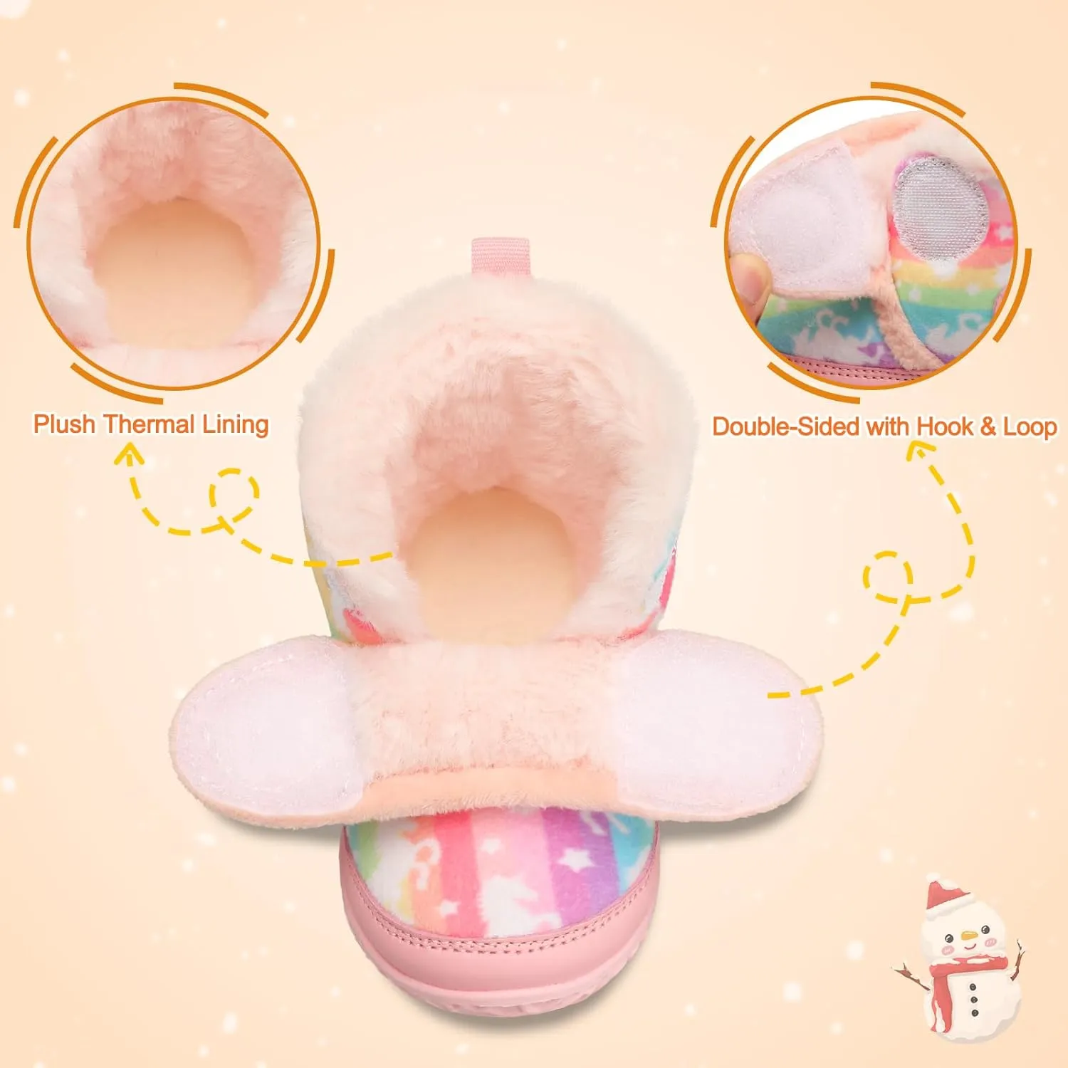 L-RUN Baby Boots for Infant Toddler Boys Girls Ankle Warm Suede Plush Lining House Slippers Little Kids Winter Shoes for Indoor Outdoor Walking