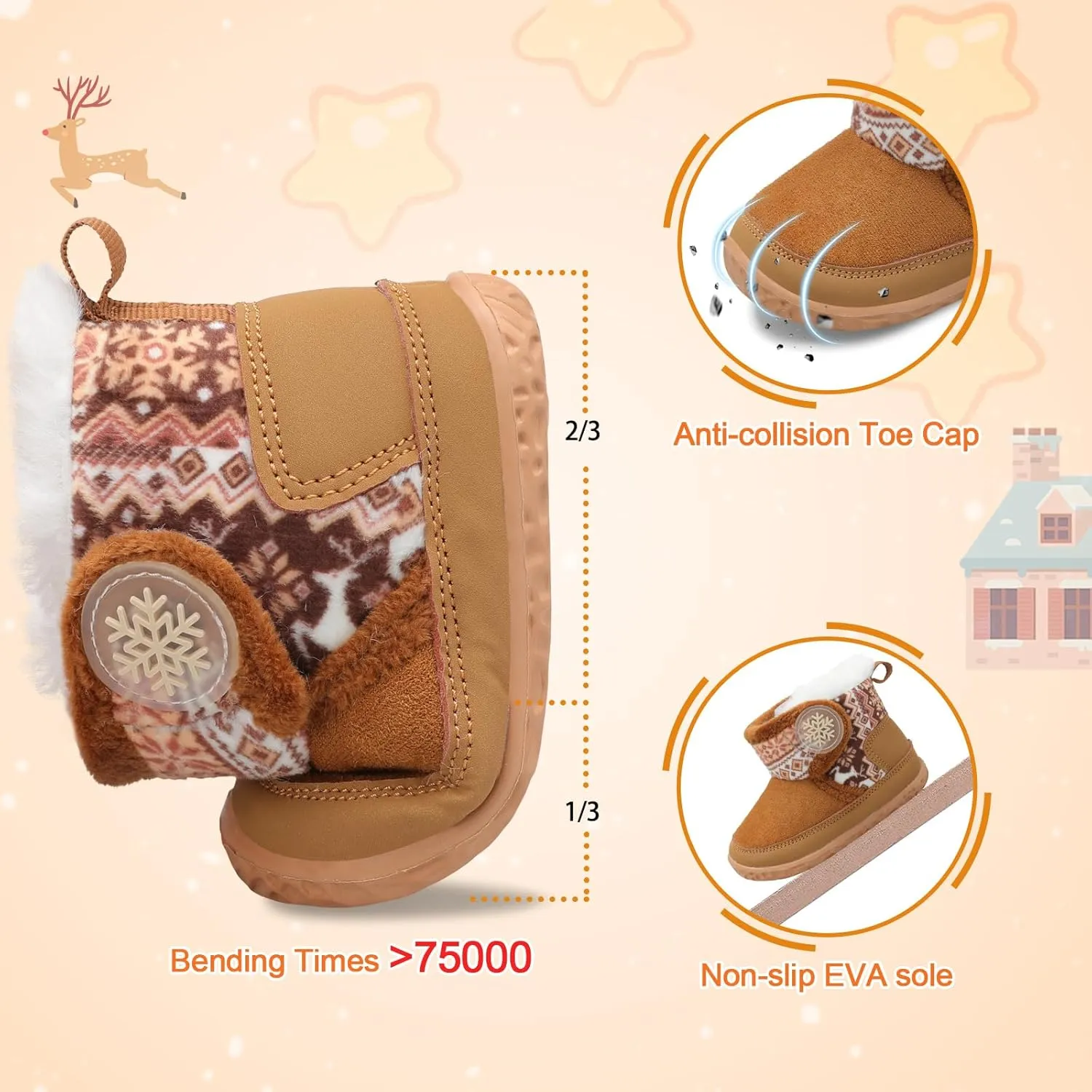 L-RUN Baby Boots for Infant Toddler Boys Girls Ankle Warm Suede Plush Lining House Slippers Little Kids Winter Shoes for Indoor Outdoor Walking
