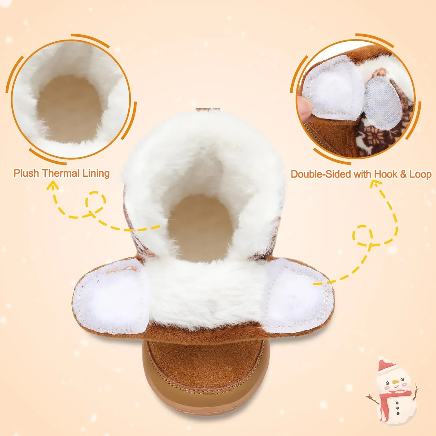 L-RUN Baby Boots for Infant Toddler Boys Girls Ankle Warm Suede Plush Lining House Slippers Little Kids Winter Shoes for Indoor Outdoor Walking