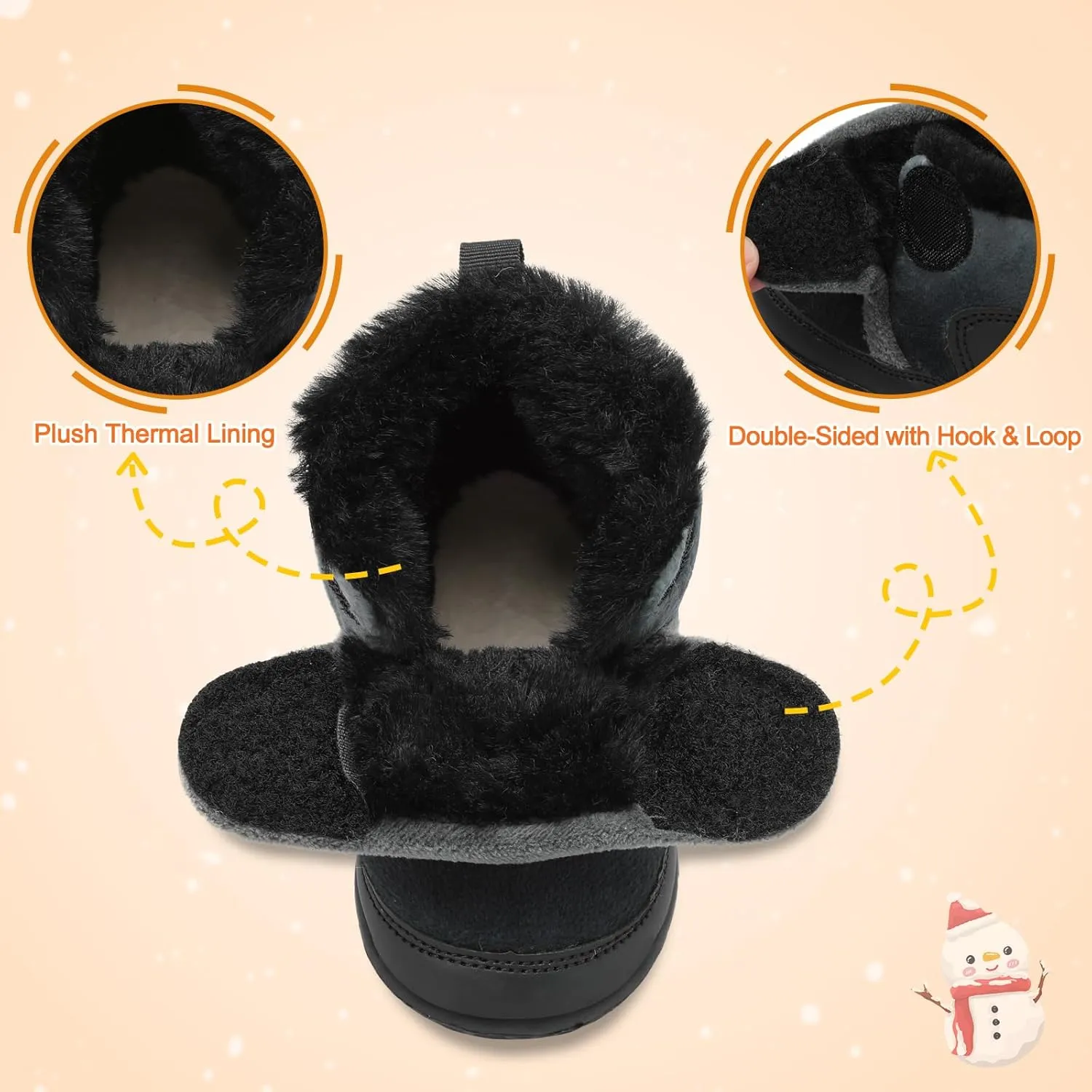 L-RUN Baby Boots for Infant Toddler Boys Girls Ankle Warm Suede Plush Lining House Slippers Little Kids Winter Shoes for Indoor Outdoor Walking